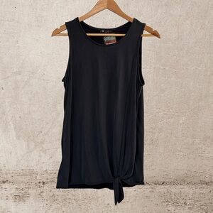 Black Sleeveless Tie Front Tank Top